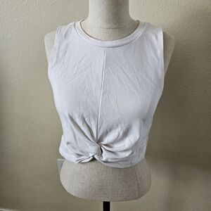 Zara White Sleeveless Knotted Tank Top L
